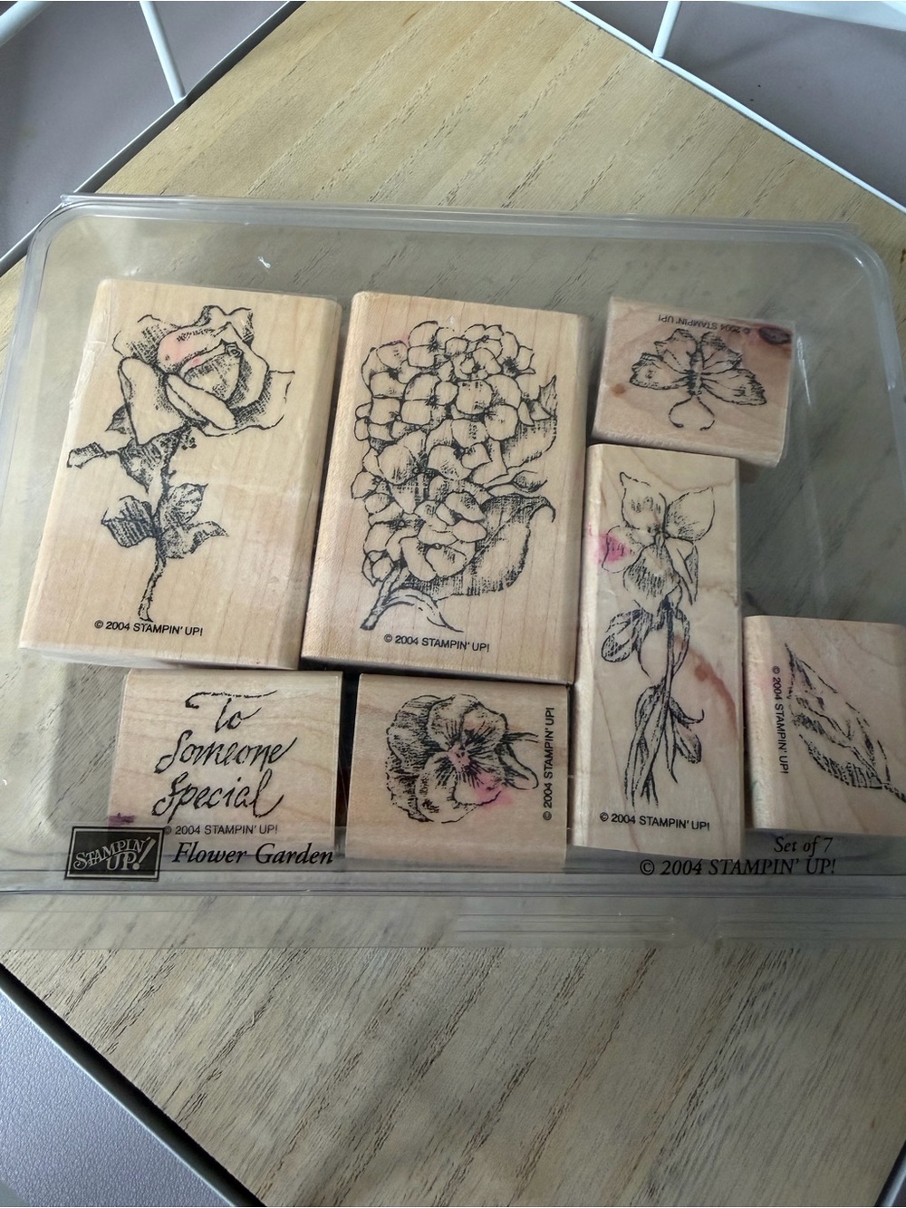 Stampin' Up! Wood Floral Stamp Set with Pink Ink Accents
